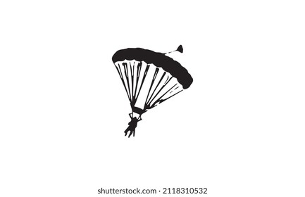 diseño de ilustración de vector de paracaidismo en blanco y negro