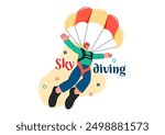 Skydiving Vector Illustration with Skydivers Use Parachutes and Sky Jumping for Outdoor Activities in a Flat Extreme Sport Style Cartoon Background