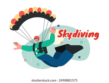 Skydiving Vector Illustration with Skydivers Use Parachutes and Sky Jumping for Outdoor Activities in a Flat Extreme Sport Style Cartoon Background