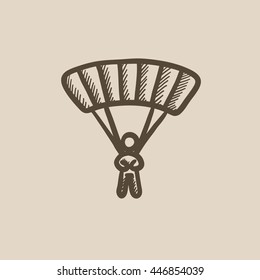 Icono de esbozo de vector de Skydiving aislado en el fondo. Icono de Skydiving dibujado a mano. Icono de skydiving sketch para infografía, sitio web o aplicación.