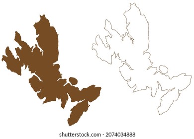 Skye island (United Kingdom of Great Britain and Northern Ireland, Inner Hebrides, Scotland) map vector illustration, scribble sketch Isle of Skye map