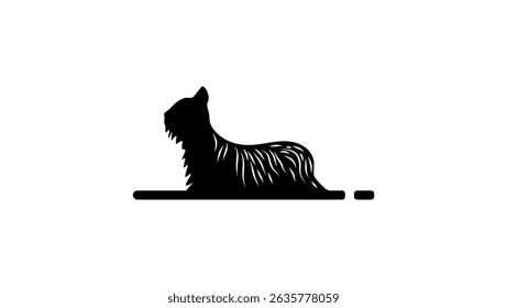 Skye Terrier dog, black isolated silhouette