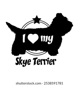 Skye Terrier dog silhouette, i love my dog,  dog, dog breeds, logo, vector, silhouette, animal, illustration, icon, sign, black, pet,