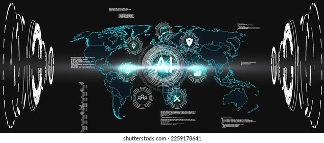 Sky-fi digital hi-tech collection in HUD style. Magic circle teleport podium. GUI, UI virtual reality projector. Abstract hologram technology. Vector Portal and hologram futuristic circle elements