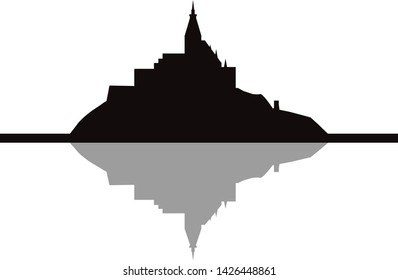 skyline of Abbey of Mont Saint-Michel in France