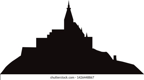 skyline of Abbey of Mont Saint-Michel in France