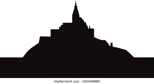 skyline of Abbey of Mont Saint-Michel in France