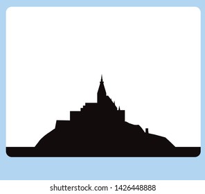 skyline of Abbey of Mont Saint-Michel in France