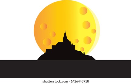 skyline of Abbey of Mont Saint-Michel in France