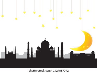 skyline of Agra city in India