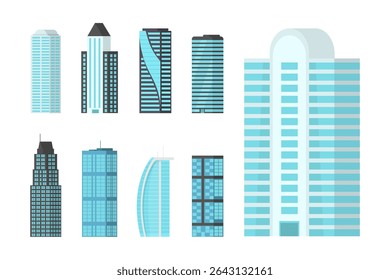Plano de fundo Skyline da arquitetura moderna da torre urbana da cidade grande casa plana comercial imobiliário residencial escritório da cidade infraestrutura isolada do distrito conceito de vetor de ambiente

