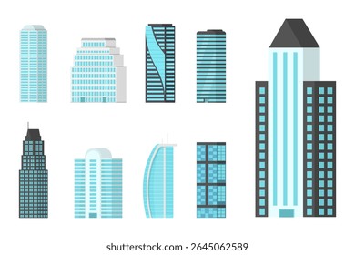 Plano de fundo Skyline da arquitetura moderna da torre urbana da cidade grande casa plana comercial imobiliário residencial escritório da cidade infraestrutura isolada do distrito conceito de vetor de ambiente


