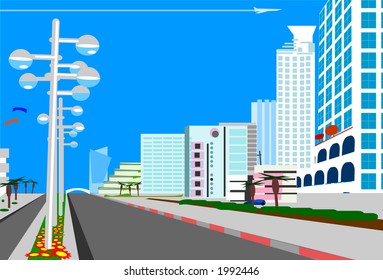 Skyline of    blue  city