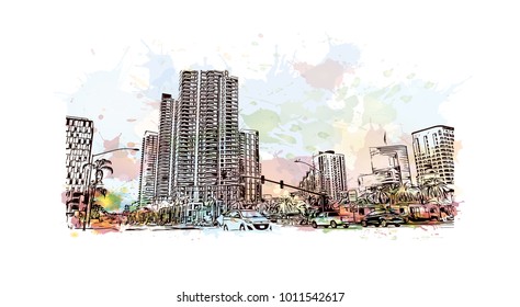 Skyline Buildings View San Diego City Stock Vector (Royalty Free ...