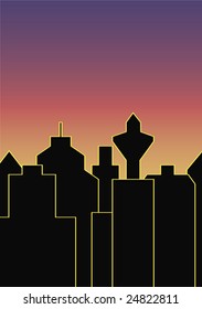 skyline by sunset