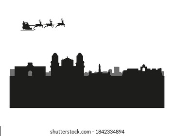skyline of cadiz city in spain. christmas background