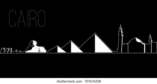 Skyline of Cairo on a black background, Vector illustration
