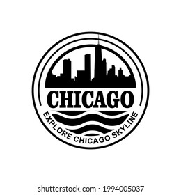 skyline chicago logo vector design creative idea