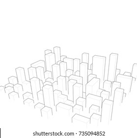 Skyline City. Abstract town. Industrial landscape Vector illustration
