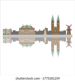 Skyline of the city of Bremen in Germany. illustration for web and mobile design.