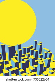 Skyline City dawn. Abstract town. Industrial landscape Vector illustration
