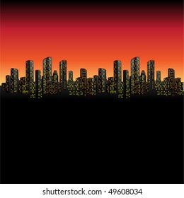 skyline city at dawn vector illustration