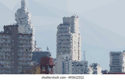  skyline city in polygonal style,