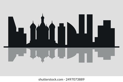 skyline, city, silhouette, building, cityscape, vector, architecture, travel, illustration, skyscraper, landmark, urban, business, tower, buildings, black, landscape, town, downtown, panorama, new