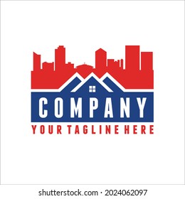 skyline of city, simple flat logo.
