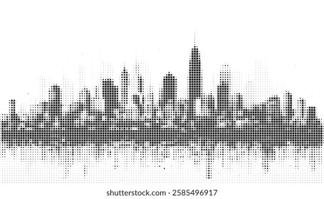 Skyline City Square Pixel Halftone 