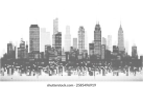 Skyline City Square Pixel Halftone 