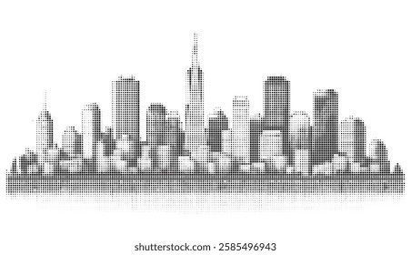 Skyline City Square Pixel Halftone 
