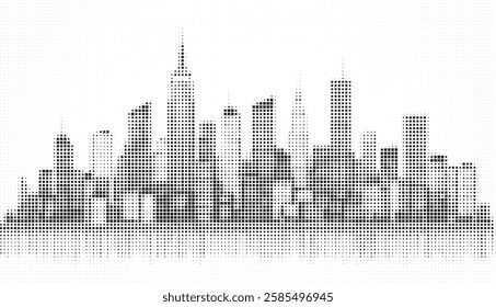 Skyline City Square Pixel Halftone 