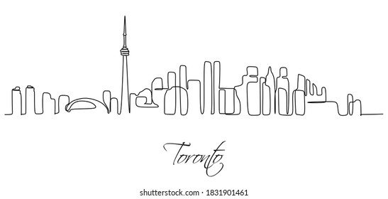 Skyline cityscape Continuous one line drawing