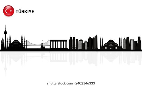 Skyline Türkiye, paisaje urbano de Türkiye, silueta vectorial de los rascacielos de Türkiye. ilustrador vectorial 