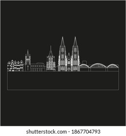 skyline in cologne city in Germany. Illustration for web and mobile design.