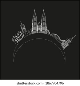 skyline in cologne city in Germany. Illustration for web and mobile design.