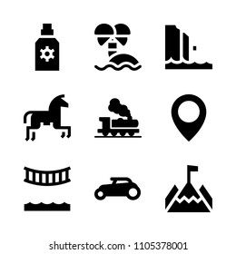 skyline, delivery, new and technology icons in Travel vector set. Graphics for web and design