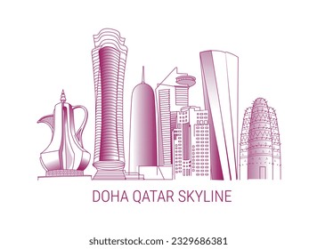 skyline Doha Qatar vector art 

