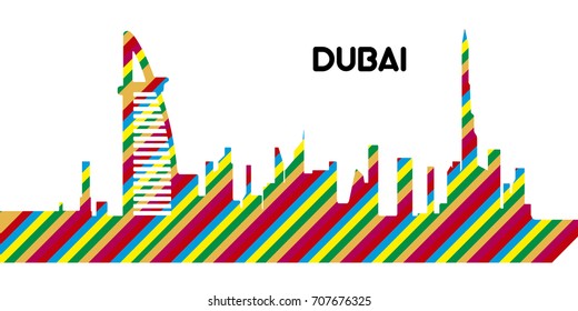 Skyline of Dubai on a white background, Vector illustration