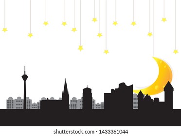 skyline of dusseldorf city in germany