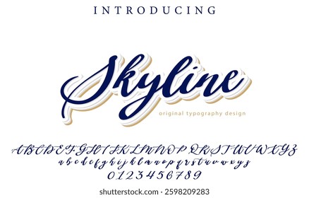 Skyline Font Stylish brush painted an uppercase vector letters, alphabet, typeface