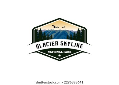 Skyline glacier national park logo design vector