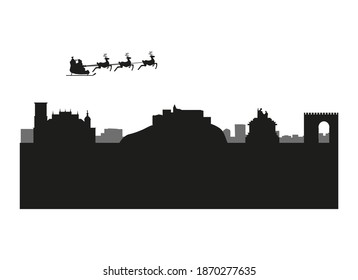 skyline of granada city in spain. christmas background