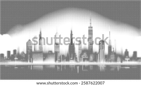 Skyline Halftone Pixelated Dot Background