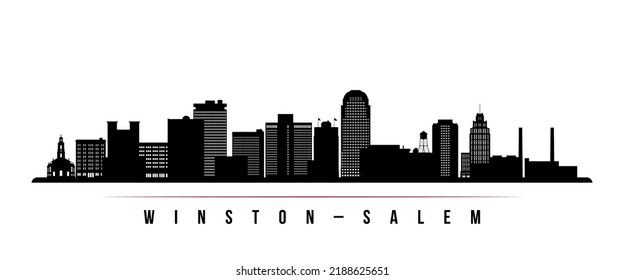 Winston–Salem skyline horizontal banner. Black and white silhouette of Winston–Salem, North Carolina. Vector template for your design. 