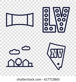 Skyline icons set. set of 4 skyline outline icons such as Vegas, panorama mode