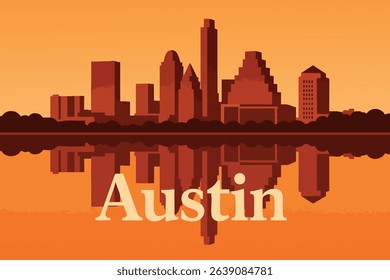 Austin’s skyline is illuminated by the vibrant colors of sunset, showcasing the dynamic contrast between the urban landscape and the brilliant evening sky.
