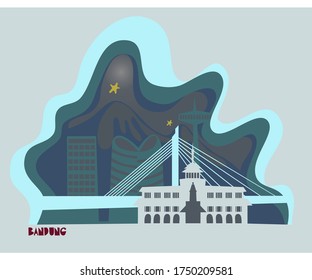 Skyline illustration of Bandung, Indonesia in vector