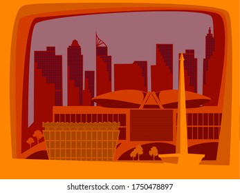 skyline of Jakarta, Indonesia in vector.